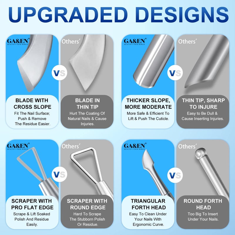 GA&EN 2PCS Metal Silver Cuticle Pusher and Scraper, Nail Trimmer Cutter Stainless Steel Gel Scraper Tool, Nail Polish Remover Peeler Durable Salon Manicure Pedicure Cleaner for Fingernail and Toenail - Image 3